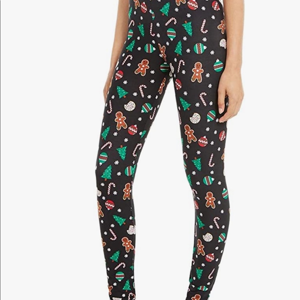 Planet Gold Womens Juniors Holiday Candy Cane Fitness Leggings